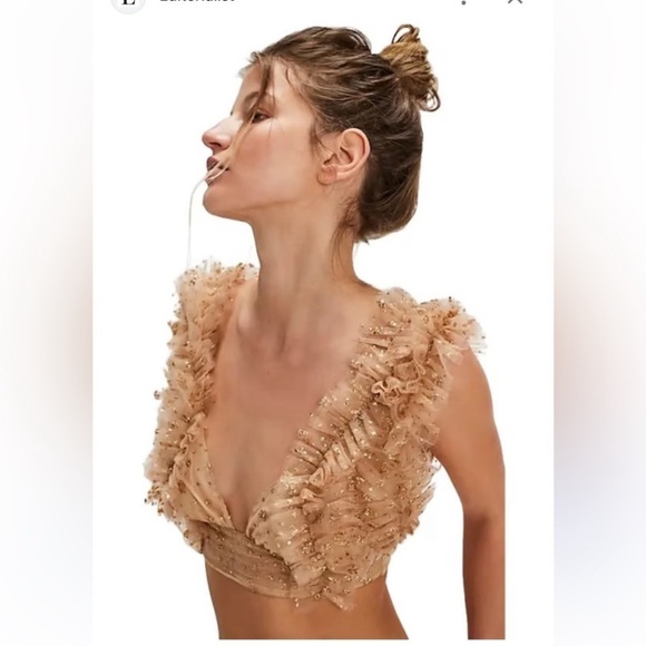 Free People One Sosha Party Top in Gold Retail $98 NWOT Medium - Picture 2 of 5